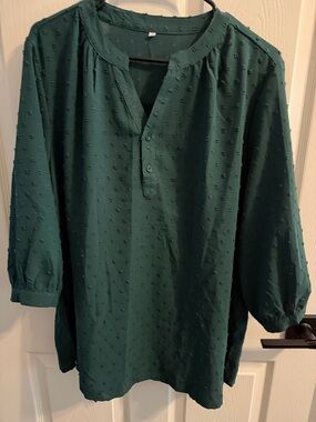 Amazon Dark Green Textured Tunic Blouse